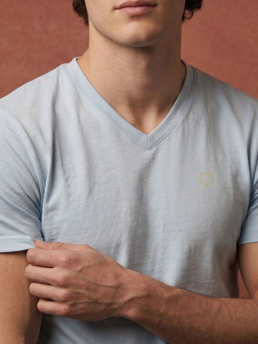 ROAR FOR GOOD Men Brand Logo V-Neck Organic Cotton Bio Finish T-shirt thumbnail 4