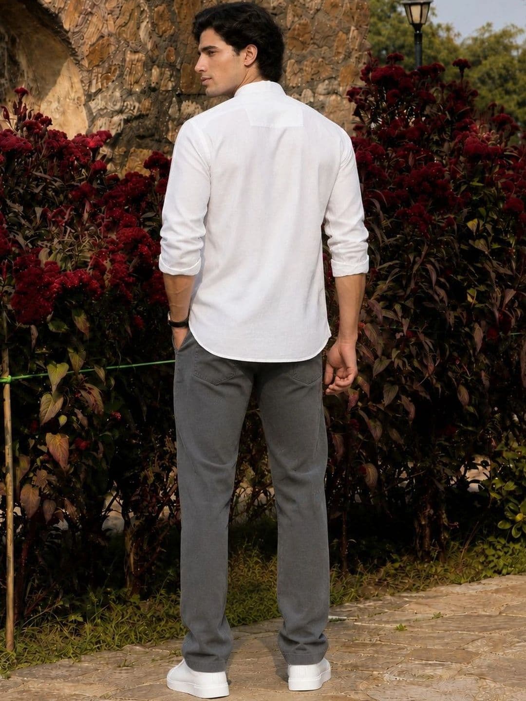 Anouk Men Embroidered Rolled up Sleeves Short Kurta thumbnail 2