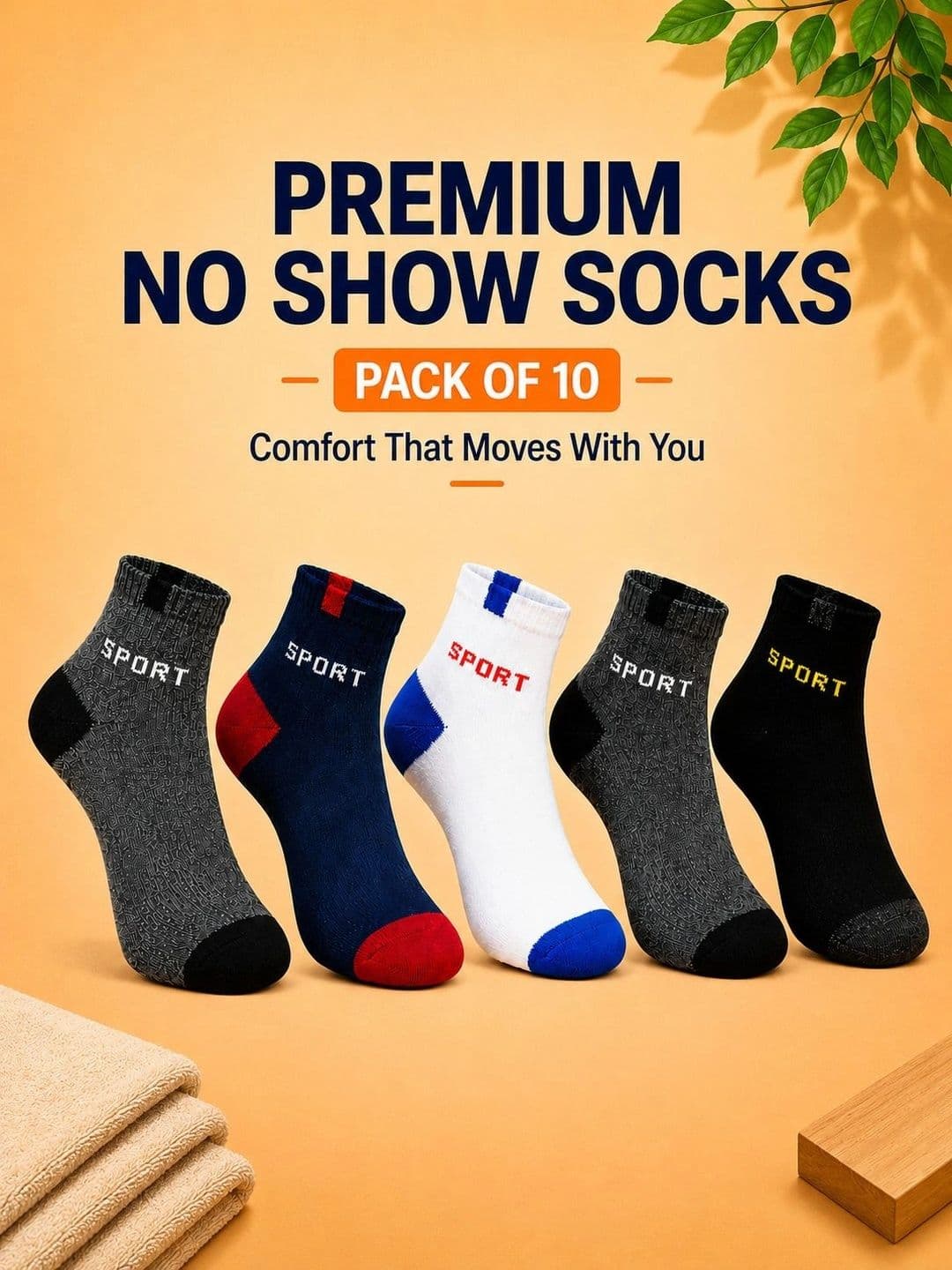 ADDOSSO Men Pack of 10 Cotton Assorted Colourblocked Ankle Length Socks thumbnail 5