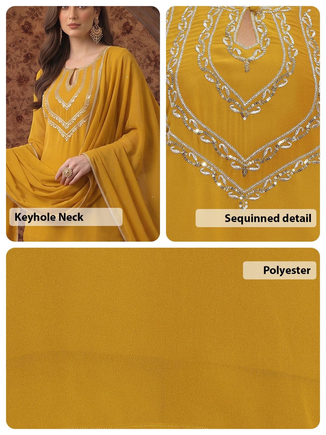 House of Pataudi Sequinned Embellished Jashn Kurta with Palazzos & Dupatta thumbnail 4