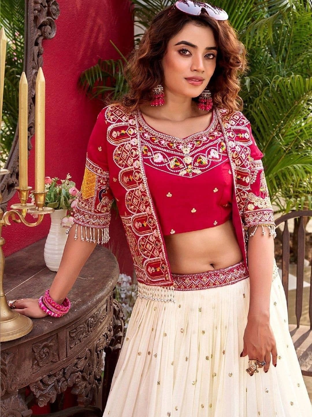 Shree Ram Creation Embroidered Thread Work Ready to Wear Lehenga & Blouse With Dupatta thumbnail 3