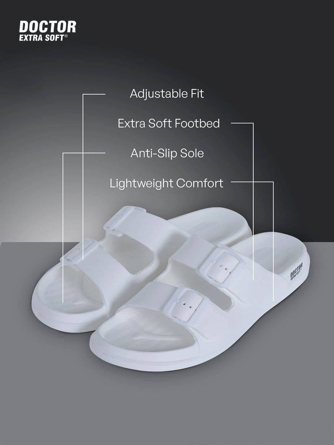 DOCTOR EXTRA SOFT Men Classic Cushion Lightweight Rubber Sliders With Buckle Detail thumbnail 5