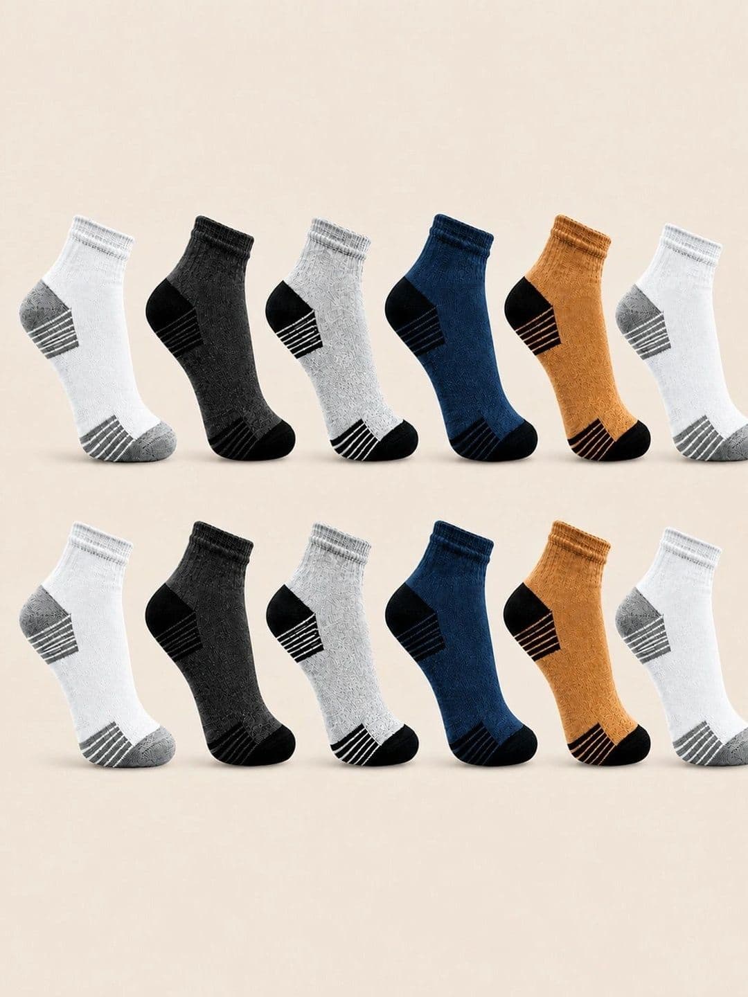 ADDOSSO Men Cotton Assorted Colourblocked Ankle Length Socks - view 1