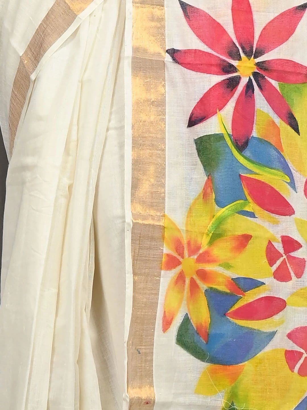 PuJoy Ethnic Motifs Sequinned Pure Cotton Handloom Taant Saree thumbnail 2