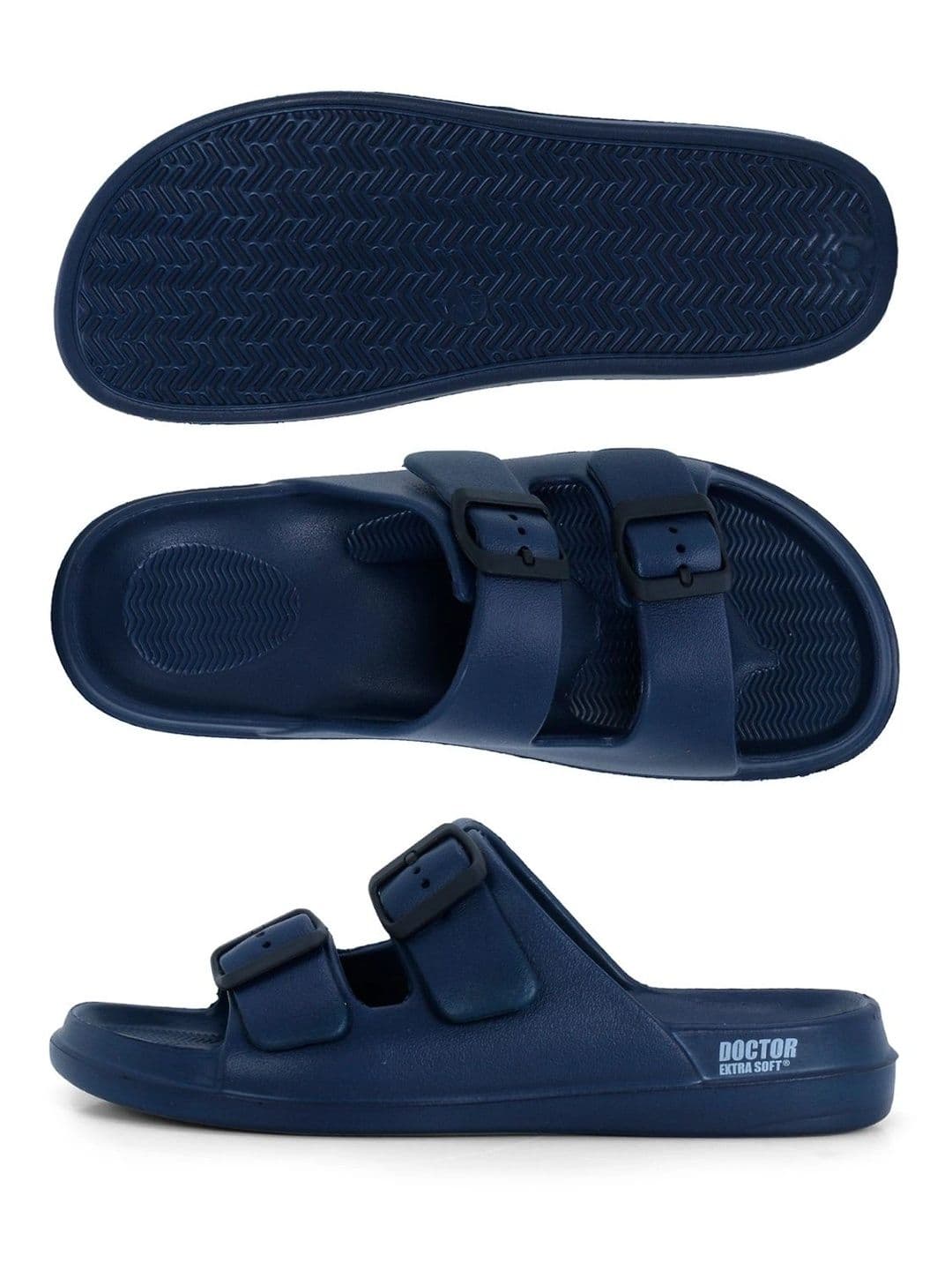DOCTOR EXTRA SOFT Men Classic Cushion Lightweight Rubber Sliders With Buckle Detail thumbnail 3