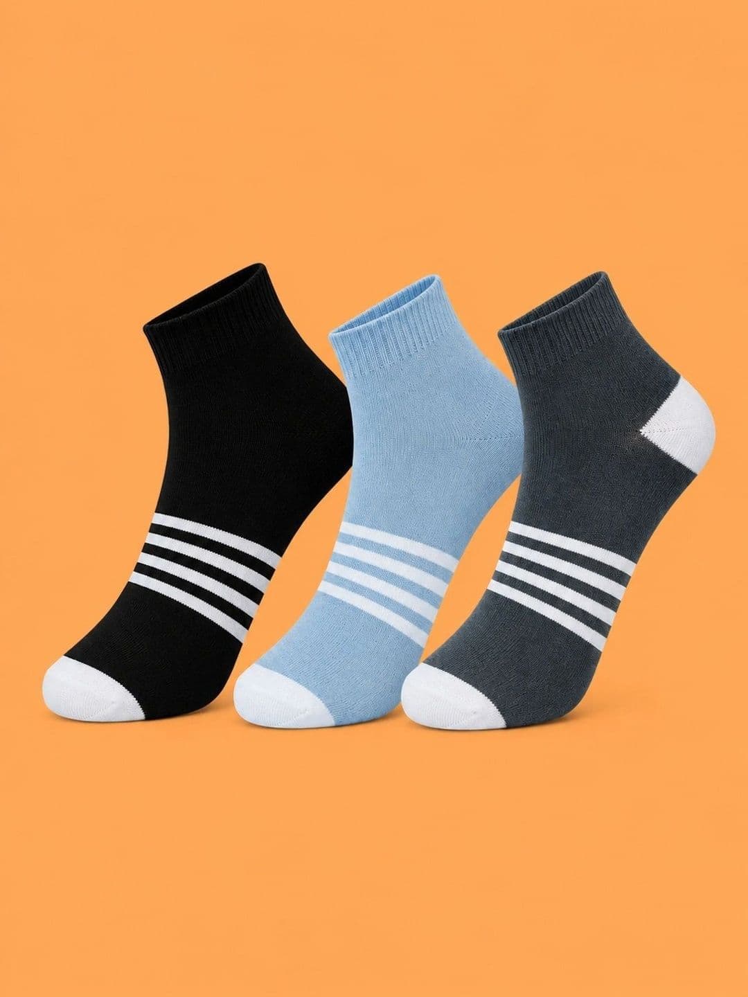 ADDOSSO Men Pack of 3 Cotton Assorted Striped Ankle Length Socks - view 1