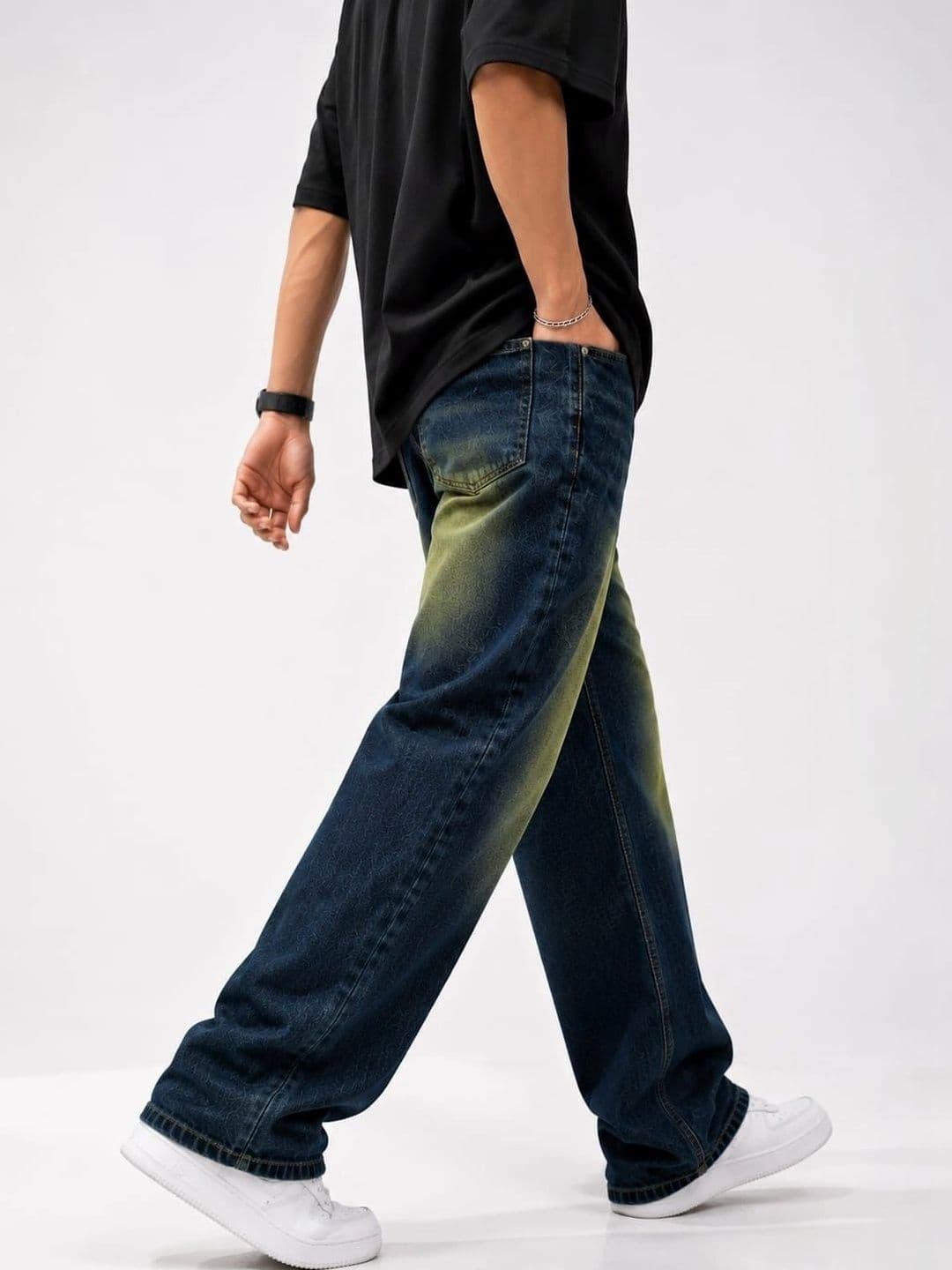 VK CULTURE Men Wide Leg Mid-Rise Light Fade Coated Jeans thumbnail 7