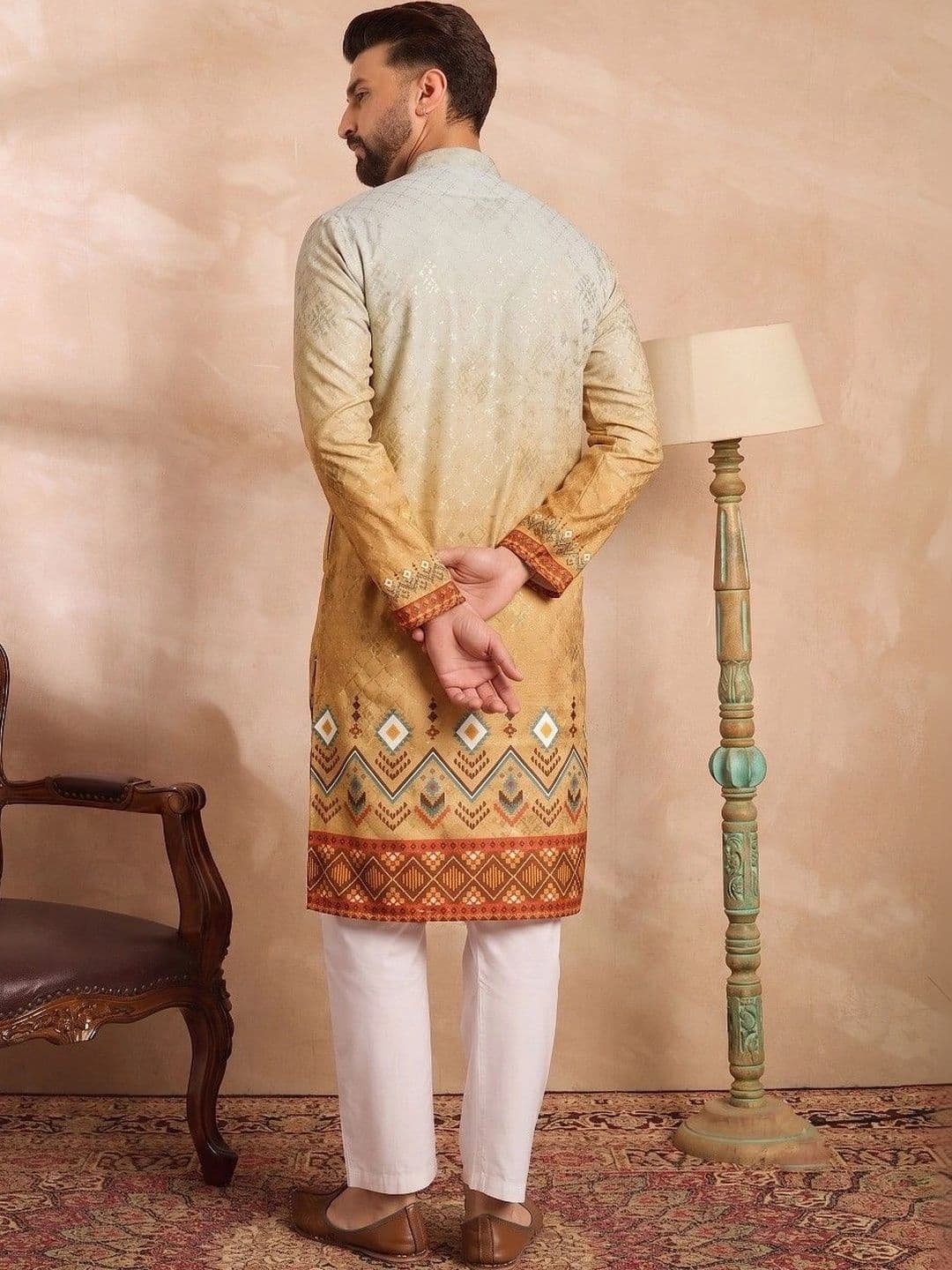 VELKYNOX Men Thread Work Kurta thumbnail 2