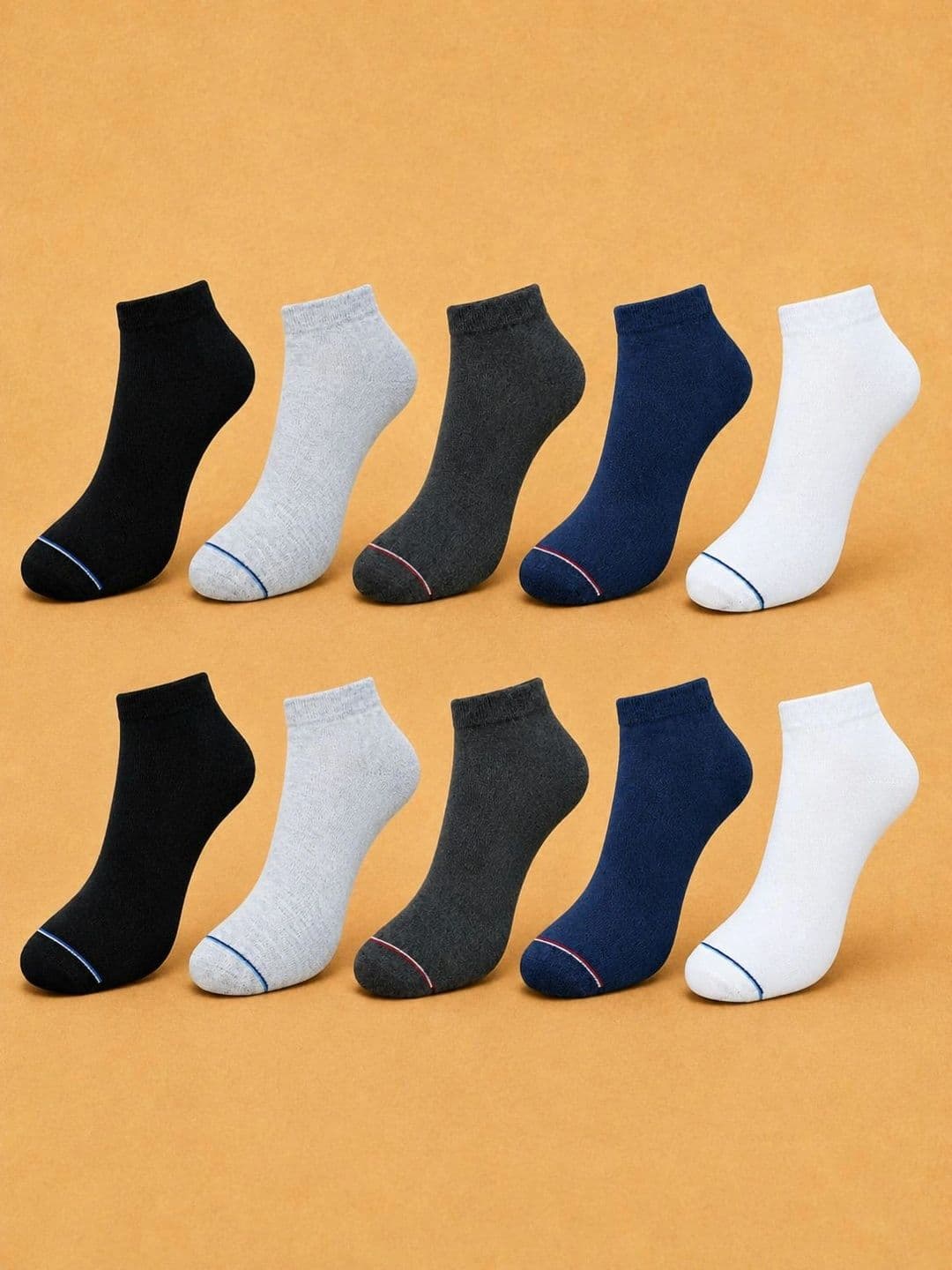 ADDOSSO Men Pack of 10 Cotton Assorted Ankle Length Socks - view 1