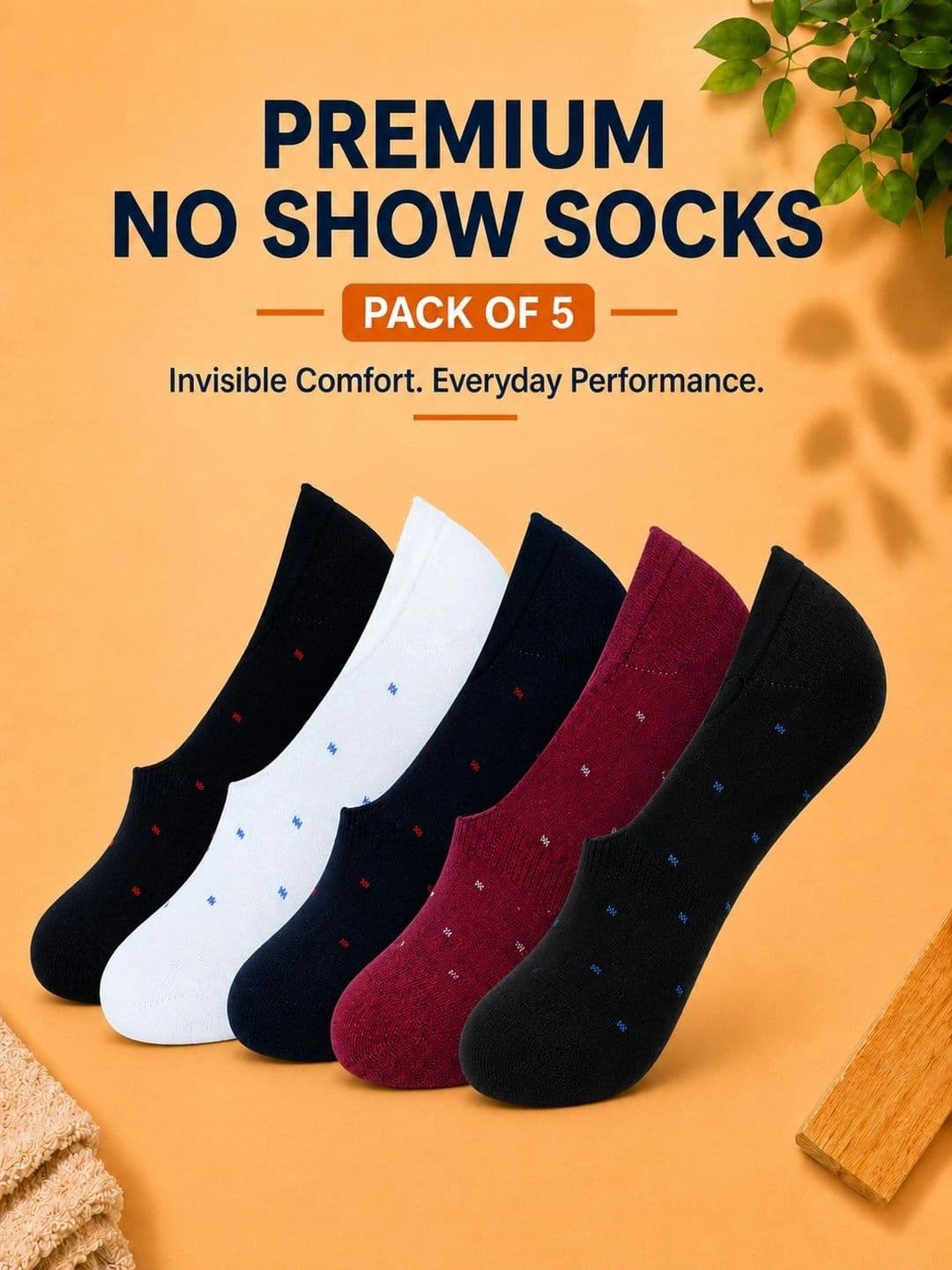 ADDOSSO Men Pack of 5 Cotton Assorted Patterned Shoe Liners Socks thumbnail 3