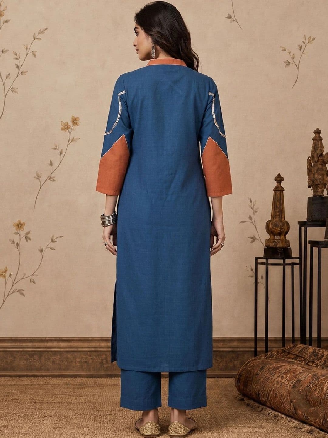 Varanga Women Regular Thread Work Kurta with Trousers thumbnail 7