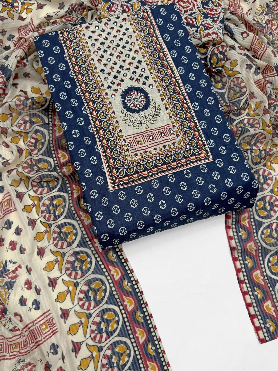 Mitera Printed Pure Cotton Unstitched Dress Material - view 1