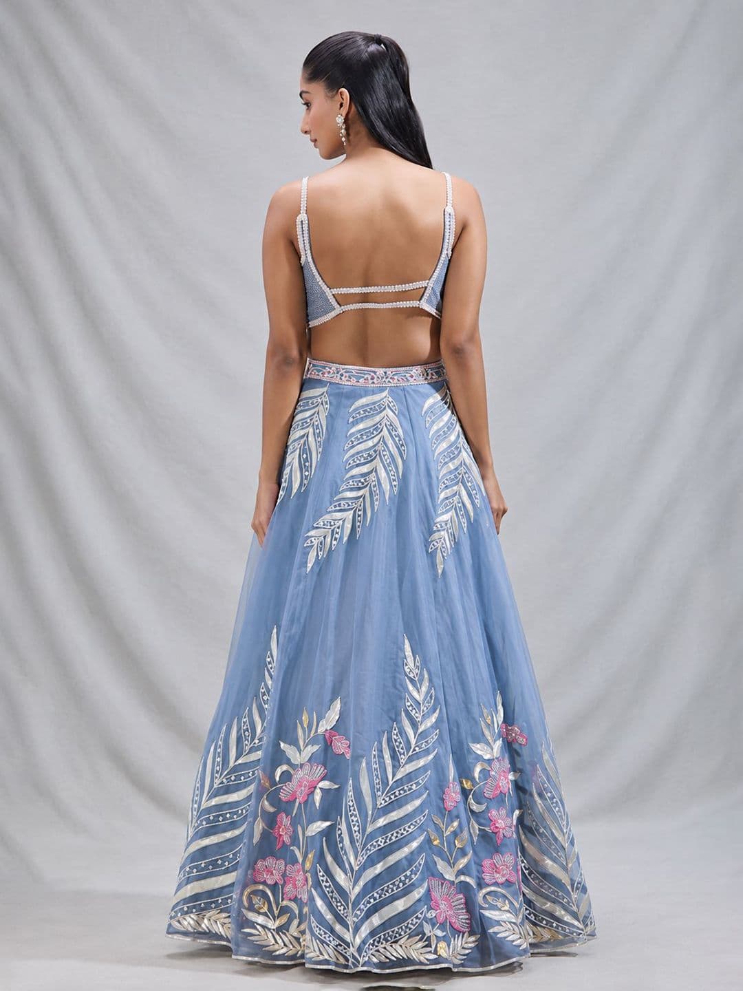House of Pataudi Embellished Sequinned Semi-Stitched Lehenga & Unstitched Blouse With Dupatta thumbnail 5