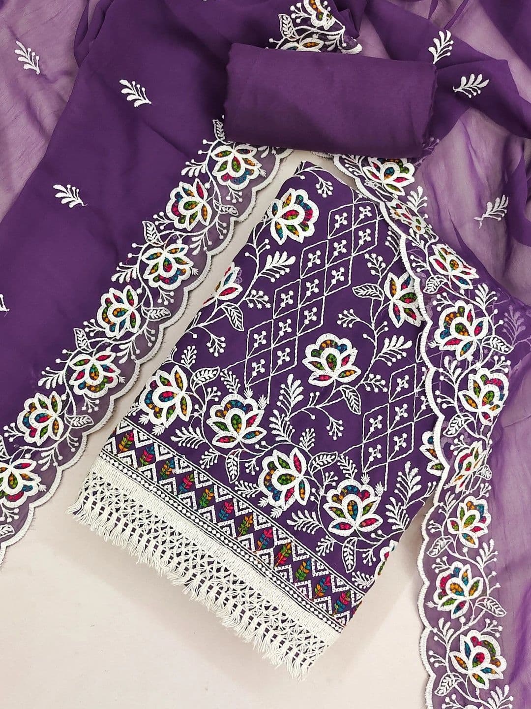 LeeliPeeri Designer Embroidered Unstitched Dress Material thumbnail 4