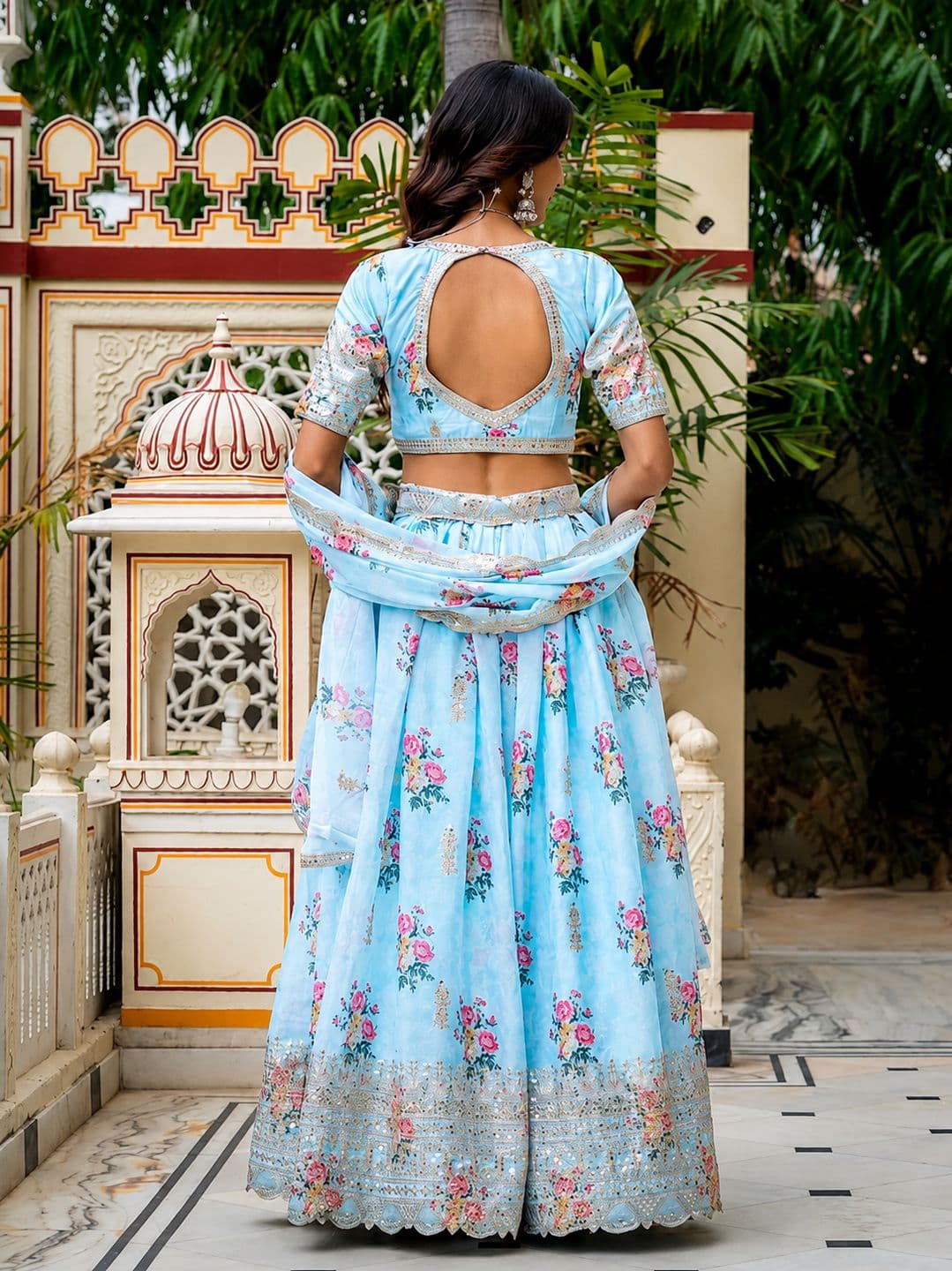 JIHU CULTURE Printed Sequinned Semi-Stitched Lehenga & Unstitched Blouse Taping thumbnail 4