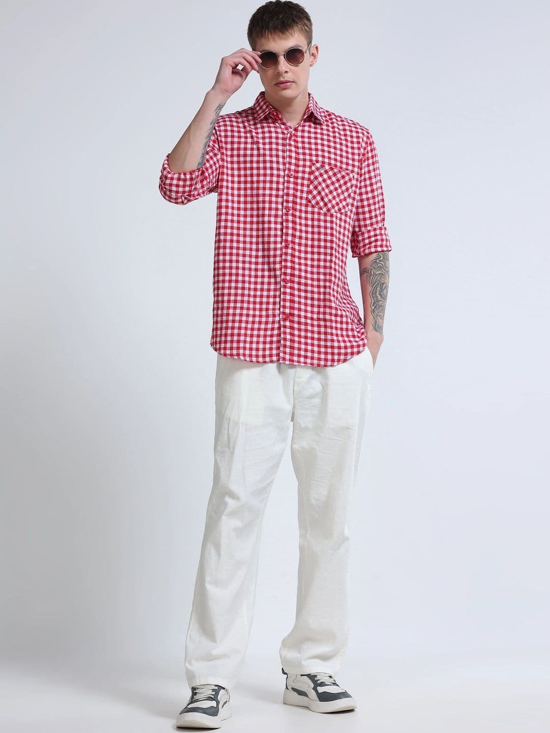 FashionDistrict Men Comfort Gingham Checks Sheer Checked Casual Shirt thumbnail 6