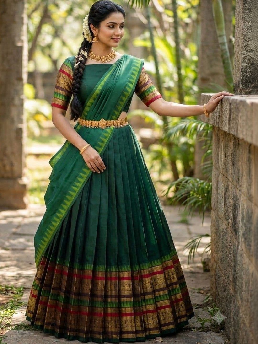 Fabcartz Semi-Stitched Lehenga & Unstitched Blouse With Dupatta thumbnail 3