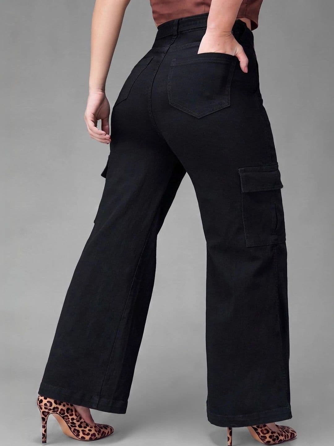 Miss Chase A+ Women Wide Leg High-Rise Heavy Fade Coated Stretchable Jeans thumbnail 2