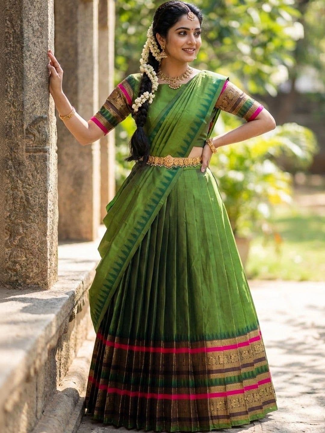 Fabcartz Semi-Stitched Lehenga & Unstitched Blouse With Dupatta thumbnail 3
