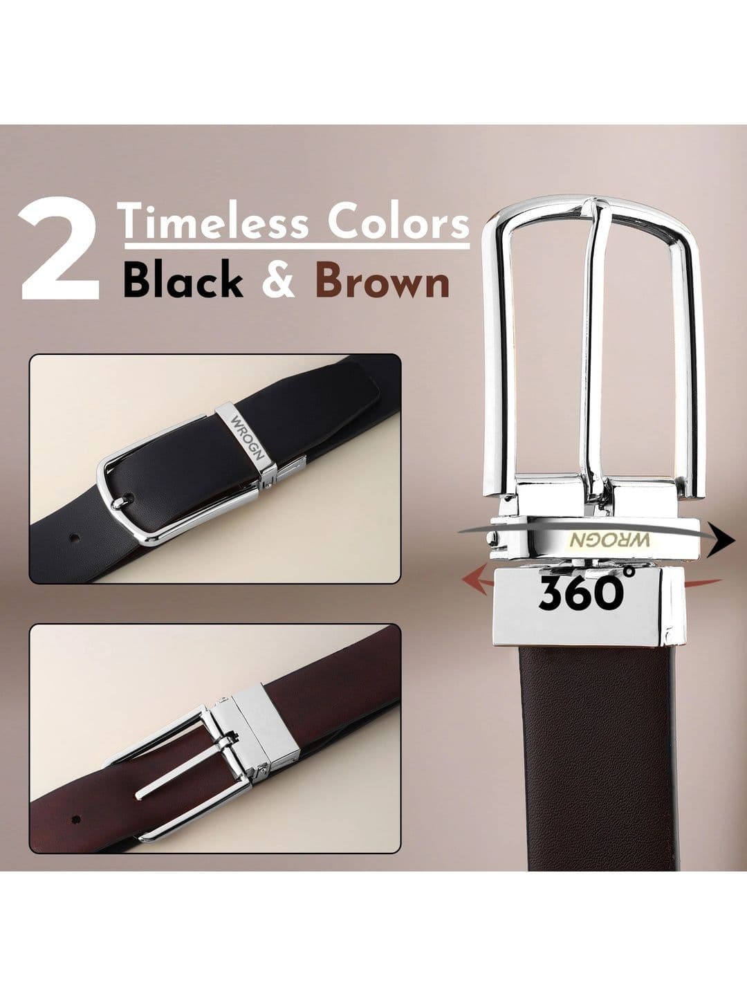 WROGN Men PU Reversible Formal Belt thumbnail 3