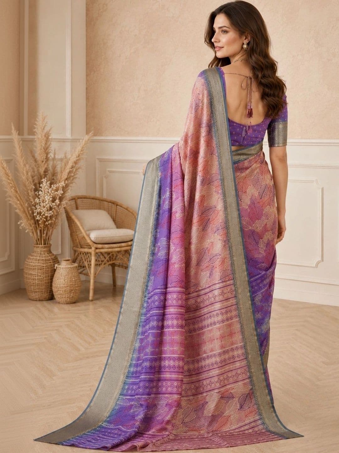 all about you Floral Zari Silk Blend Fusion Patola Saree thumbnail 5