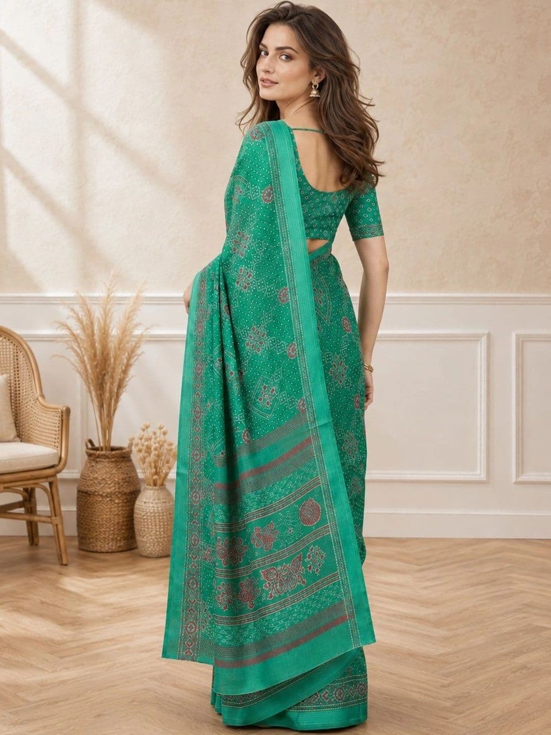 all about you Bandhani Poly Chiffon Fusion Bandhani Saree thumbnail 3