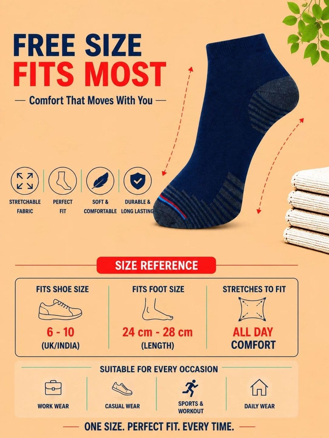 ADDOSSO Men Pack of 3 Cotton Assorted Patterned Ankle Length Socks thumbnail 4