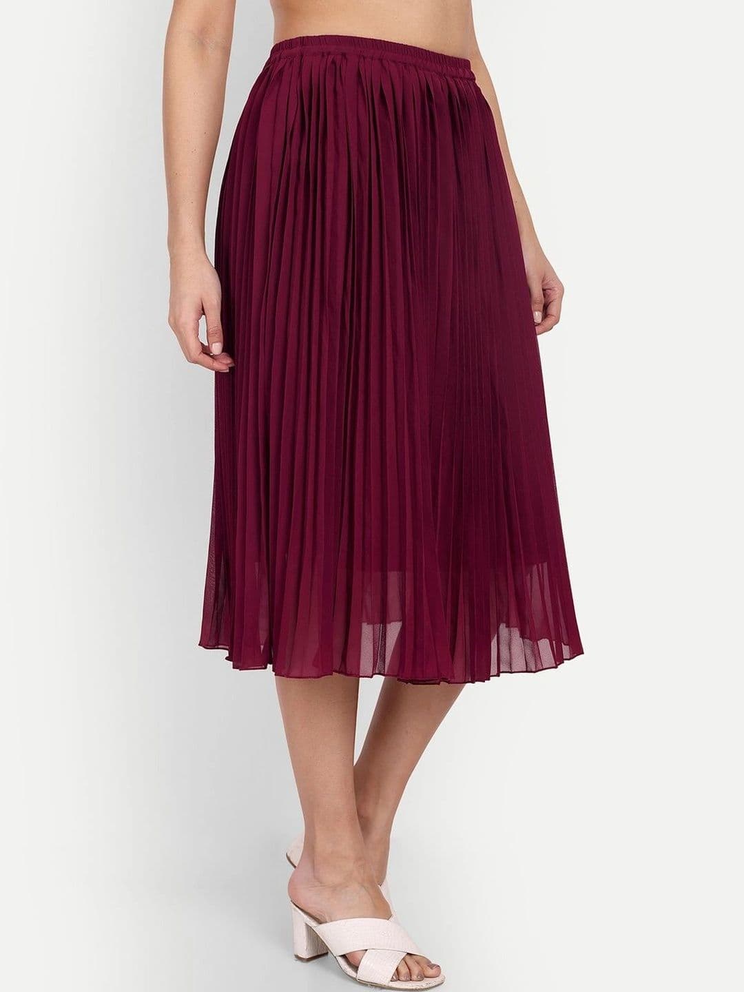 Aaruvi Ruchi Verma Women Accordion Pleated Midi A-Line Skirt thumbnail 3