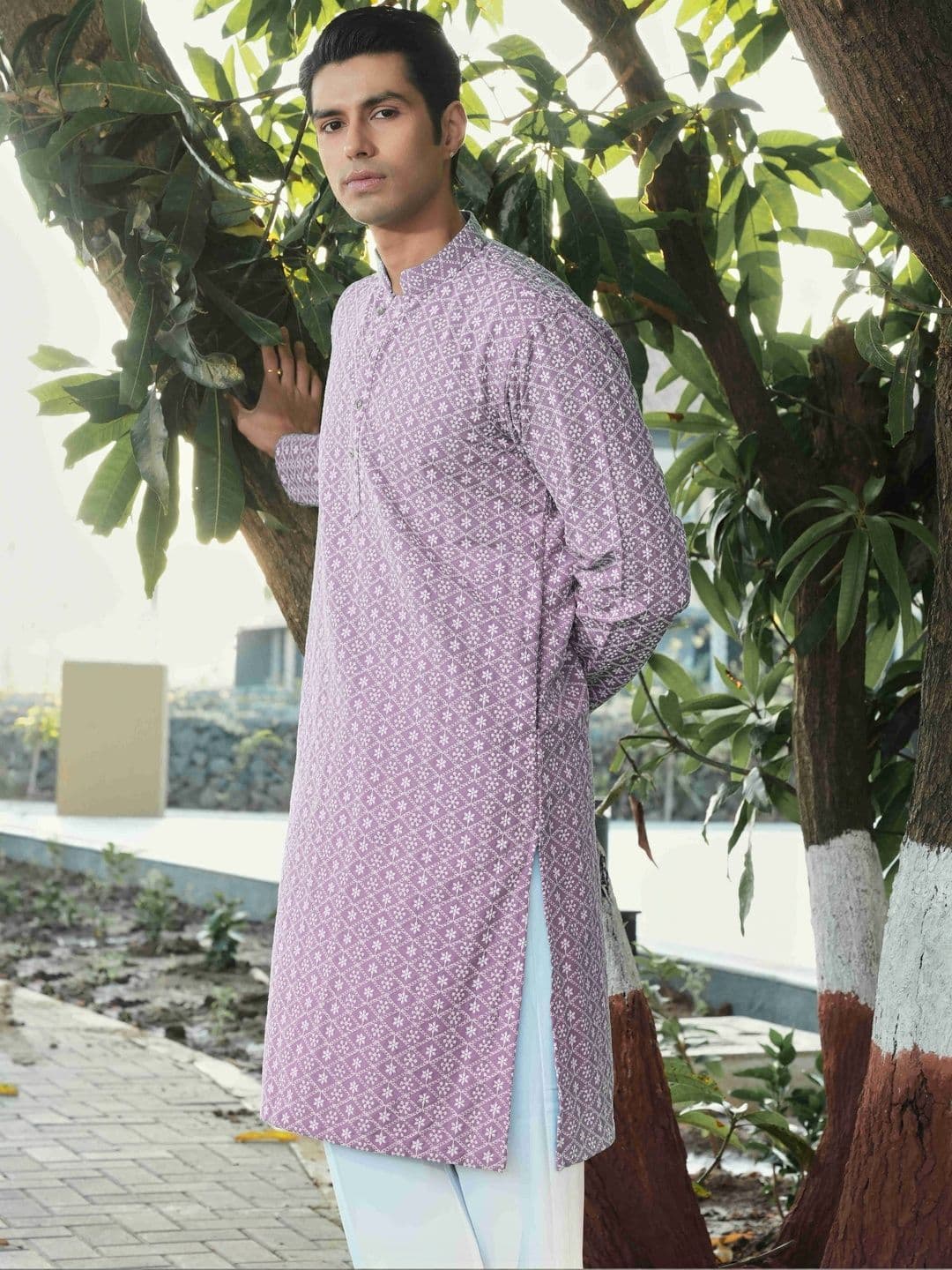 Anouk Men Geometric Embroidery Knee Length Straight Kurta thumbnail 6