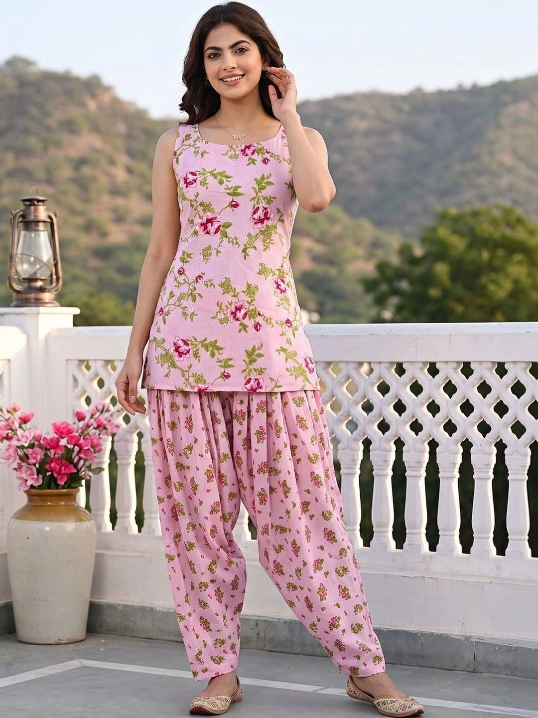 KALINI Women Floral Printed Regular Pure Cotton Kurti with Patiala thumbnail 7
