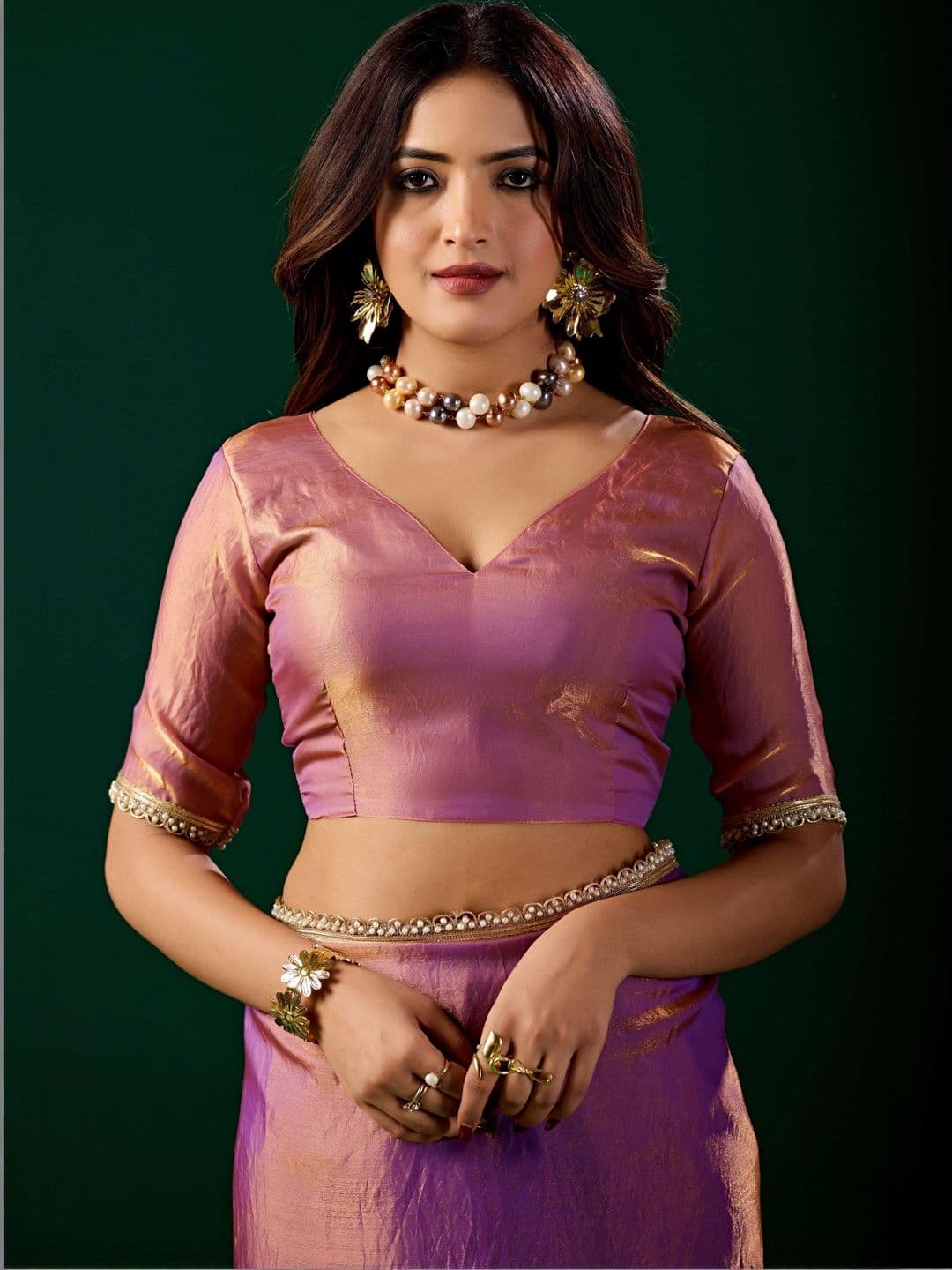 KANYAARI Alia Lavender Satin Saree With Cutdana Work thumbnail 4