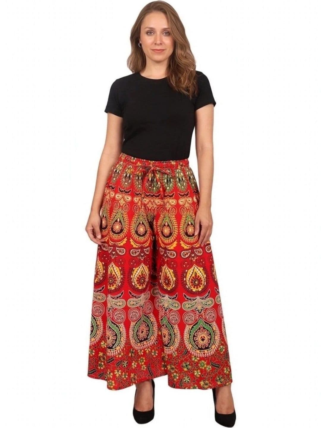 OUTER WEAR AYAM EXPORTS Women Paisley Printed Knitted Ethnic Palazzos - view 1