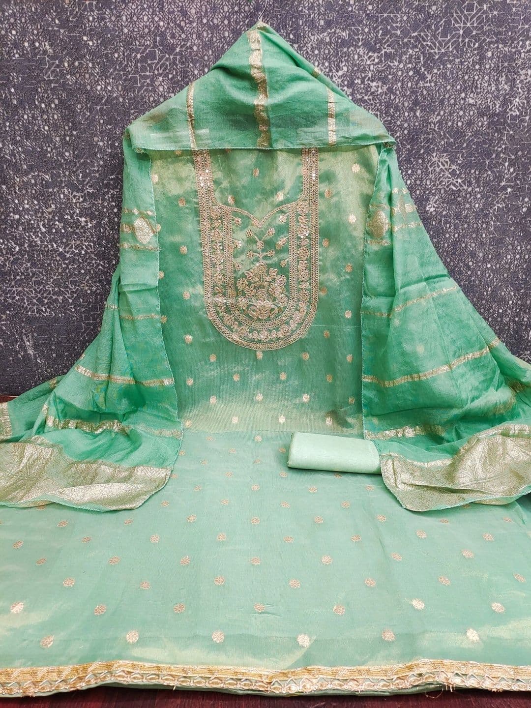 LeeliPeeri Designer Embroidered Unstitched Dress Material thumbnail 3