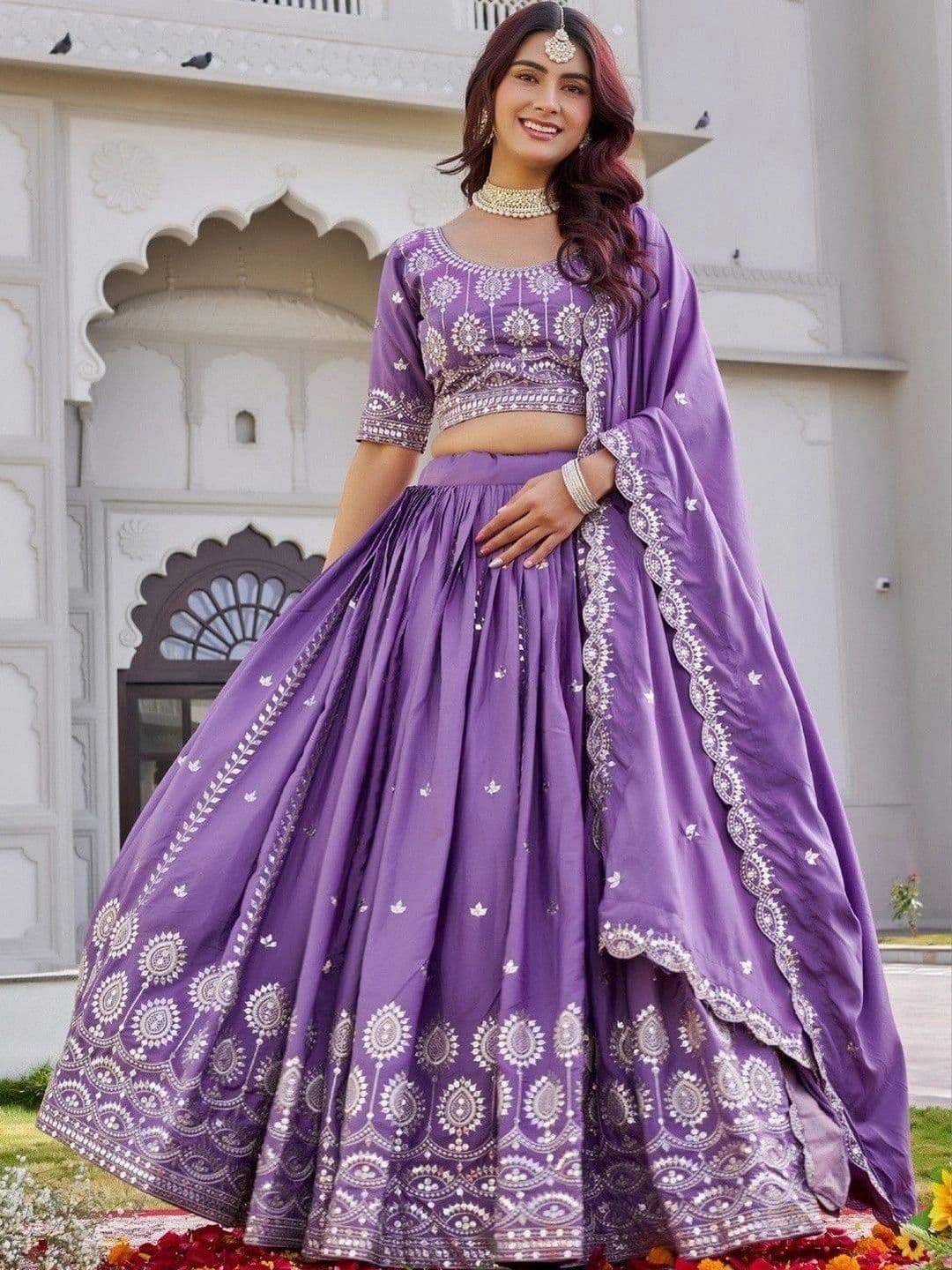 Shree Ram Creation Women Mirror Work Ready to Wear Lehenga & Blouse With Dupatta - view 1