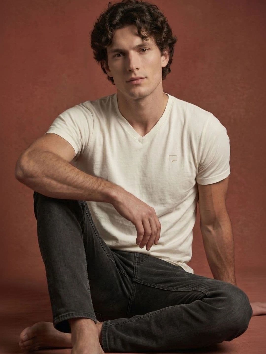 ROAR FOR GOOD Men Brand Logo V-Neck Organic Cotton Bio Finish T-shirt thumbnail 5