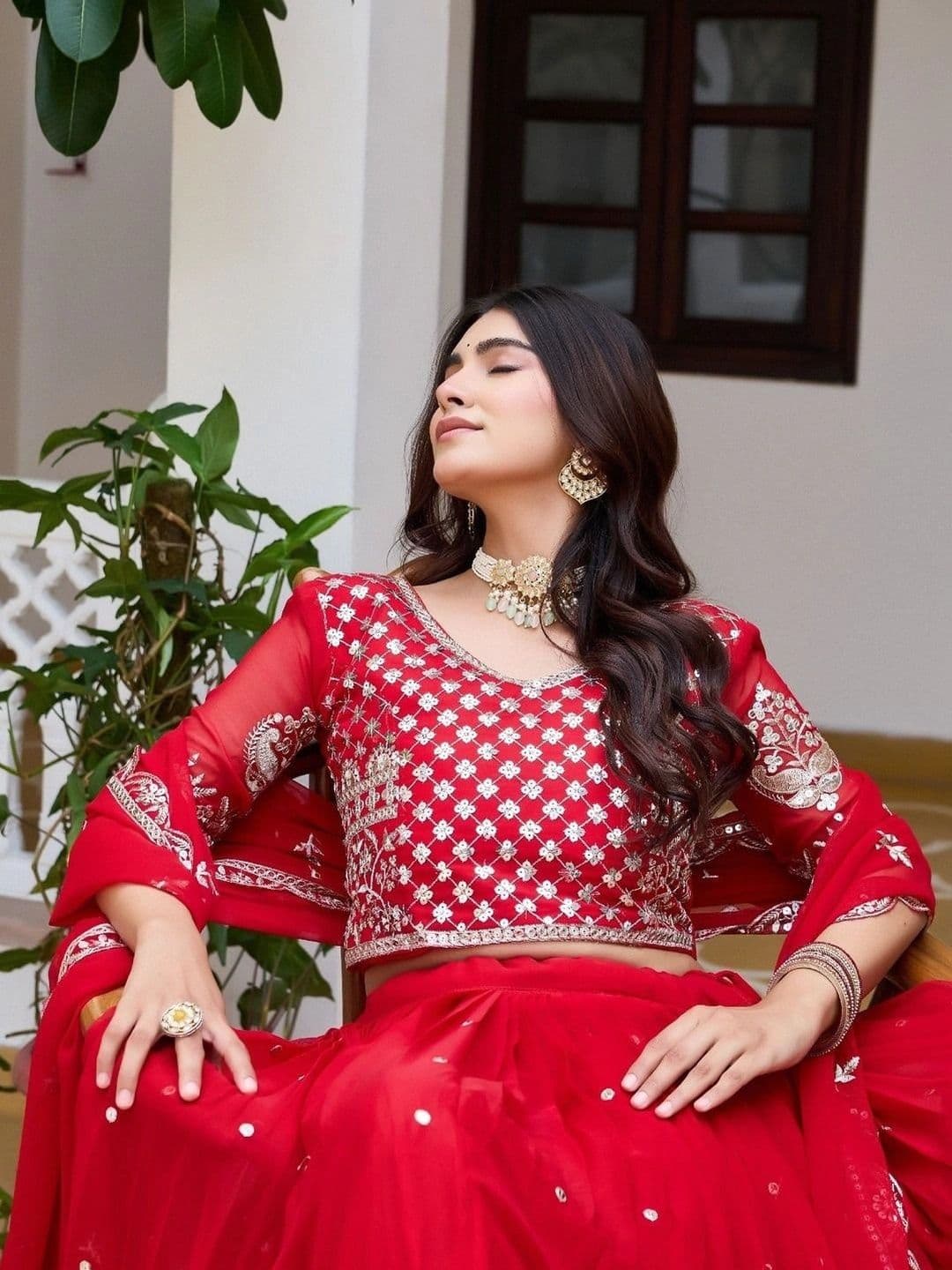 Shree Ram Creation Embellished Ready to Wear Lehenga & Blouse With Dupatta thumbnail 4