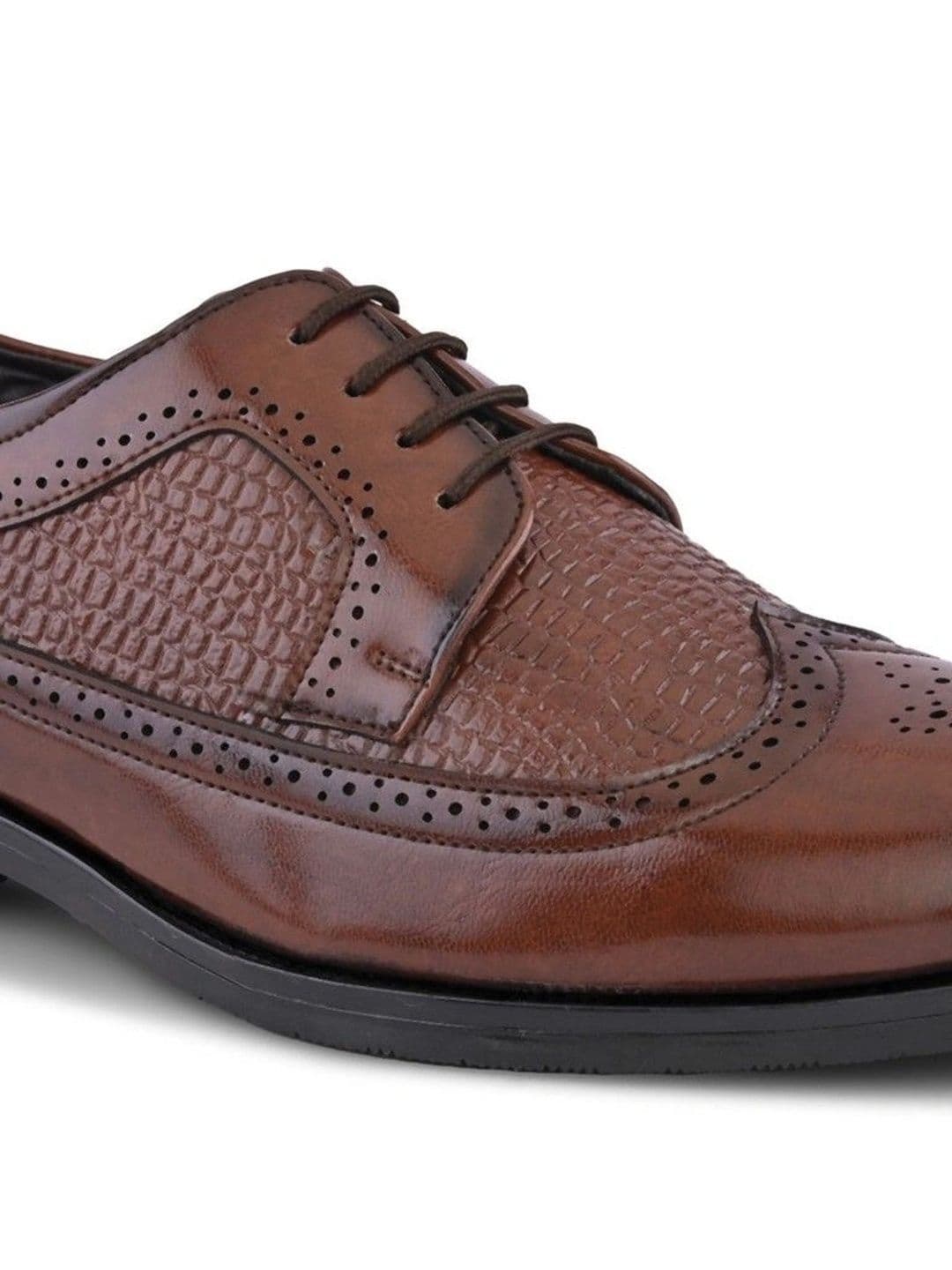 House of Pataudi Men Textured Formal Brogues thumbnail 5