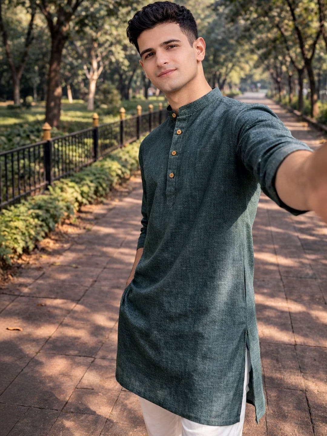 Anouk Men Cotton Linen Long Kurta thumbnail 5