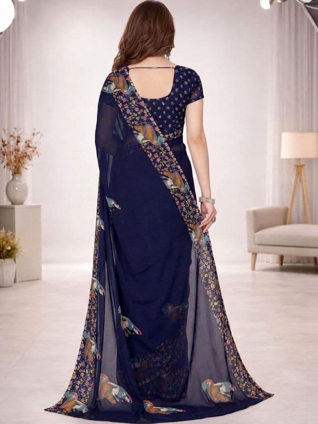 Moda Rapido Floral Poly Georgette Designer Saree thumbnail 2