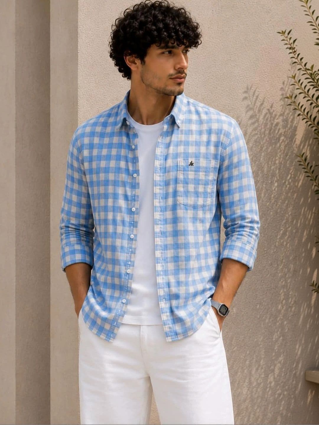 Xkind Blue Checked Shirt for Men - view 1