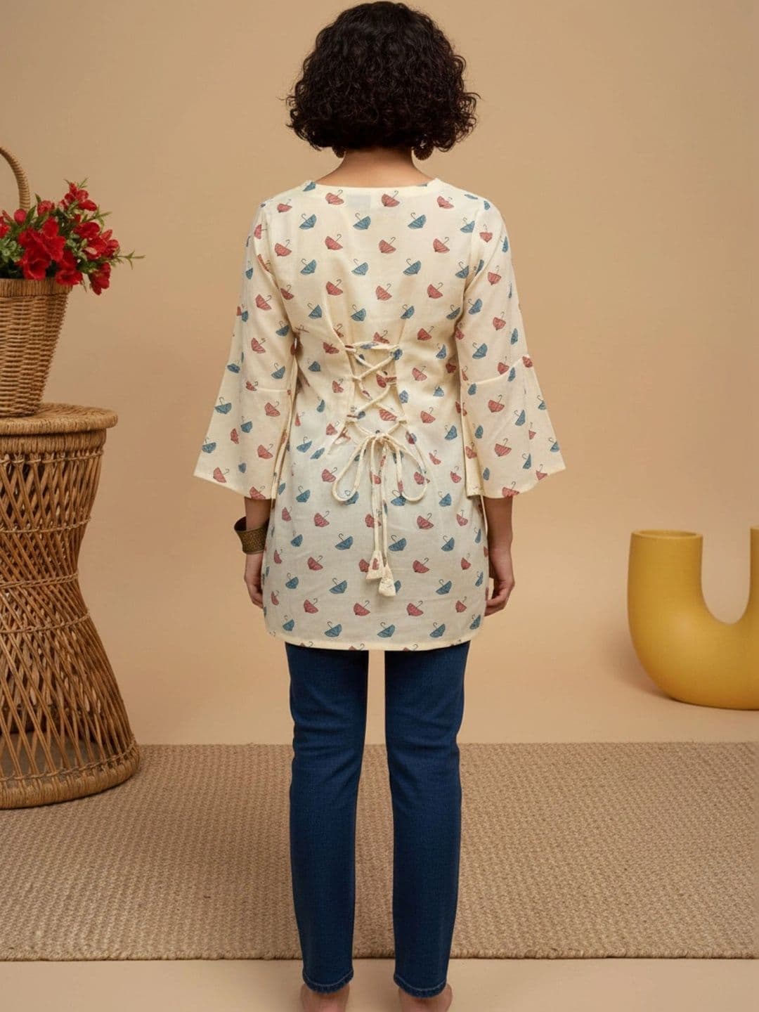 SURHI Women Quirky Printed Flared Sleeves Kurta thumbnail 2