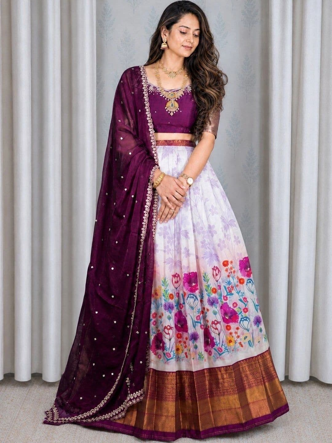 FABRELLA Women Unstitched Lehenga & Blouse With Dupatta thumbnail 3