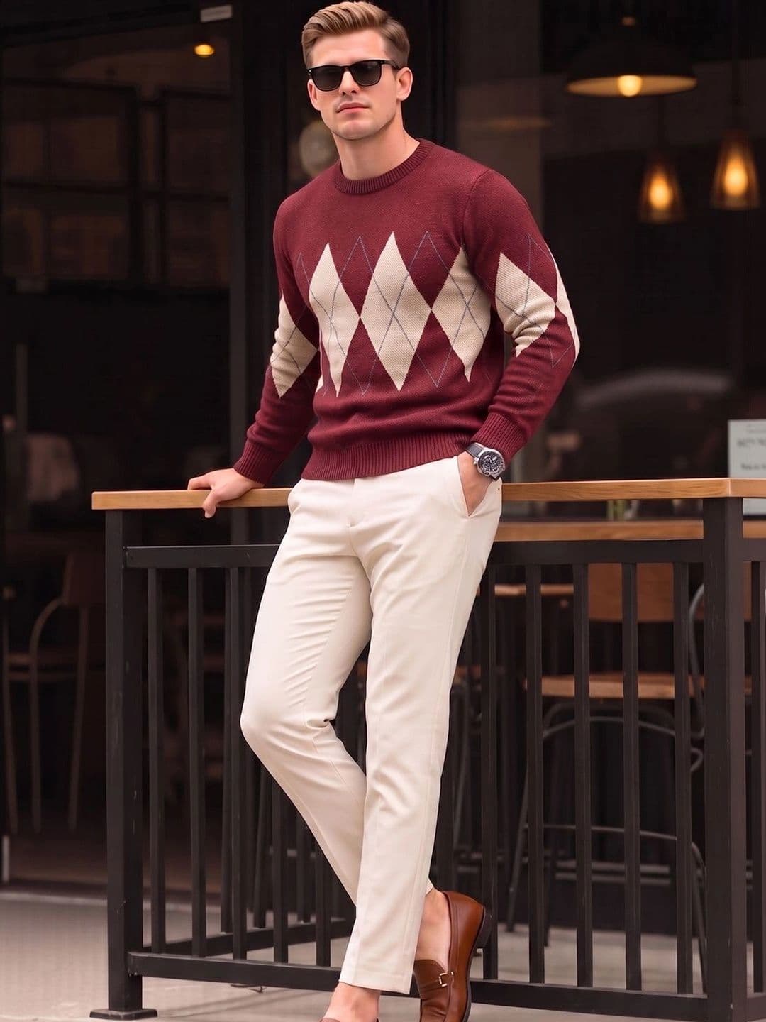 SZN Men Argyle Checked Pullover thumbnail 3