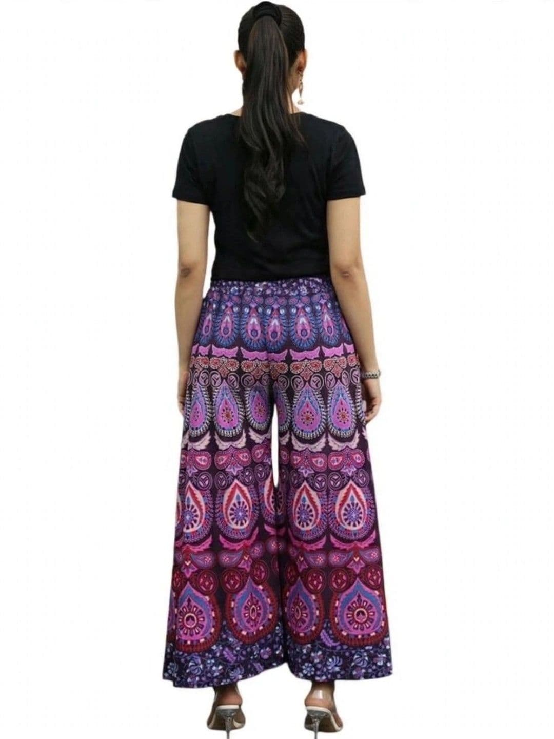 OUTER WEAR AYAM EXPORTS Women Ethnic Motifs Printed Knitted Ethnic Palazzos thumbnail 5