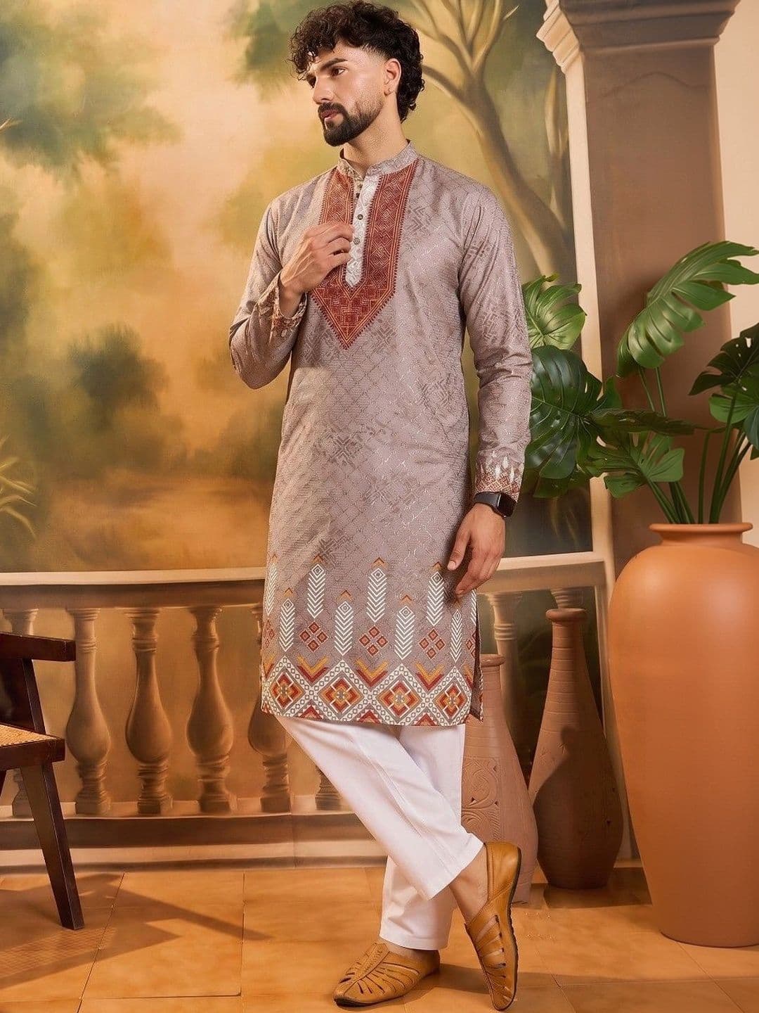 VELKYNOX Men Thread Work Kurta thumbnail 7