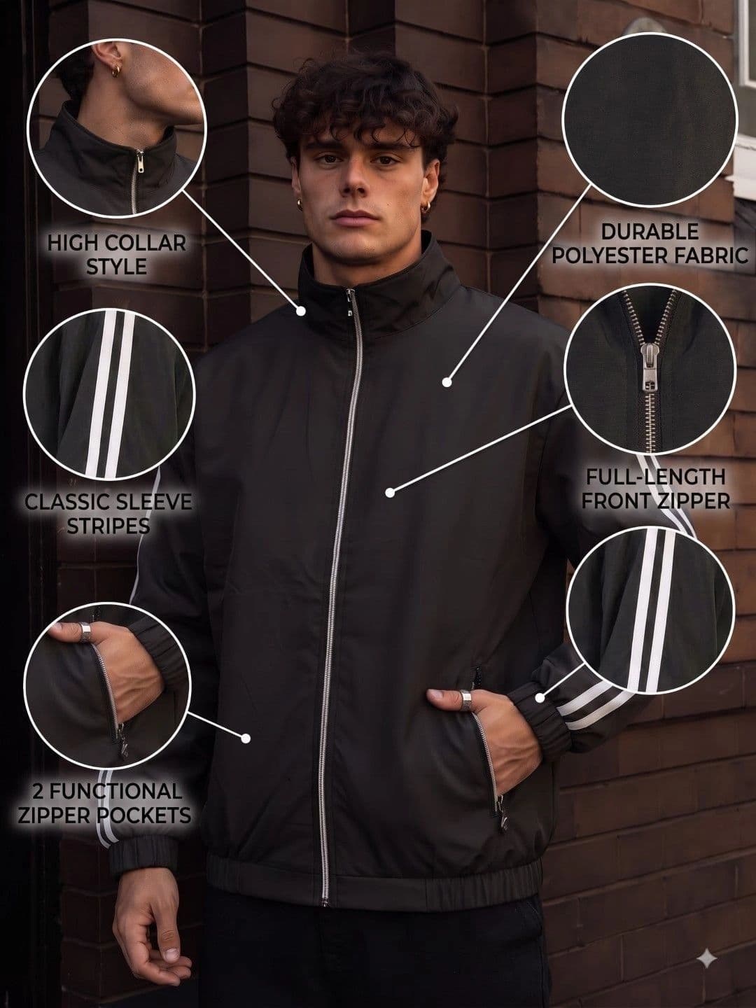 THE CLASSIC TOGS Men Colourblocked Lightweight Bomber Jacket thumbnail 5