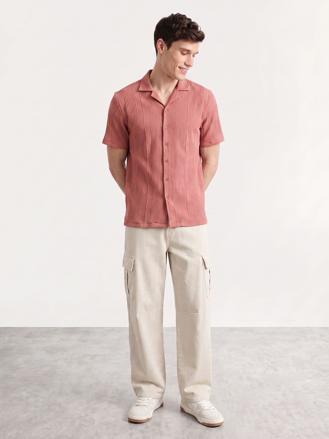 Mast & Harbour Easy Drape Texture Stripe Shirt thumbnail 5