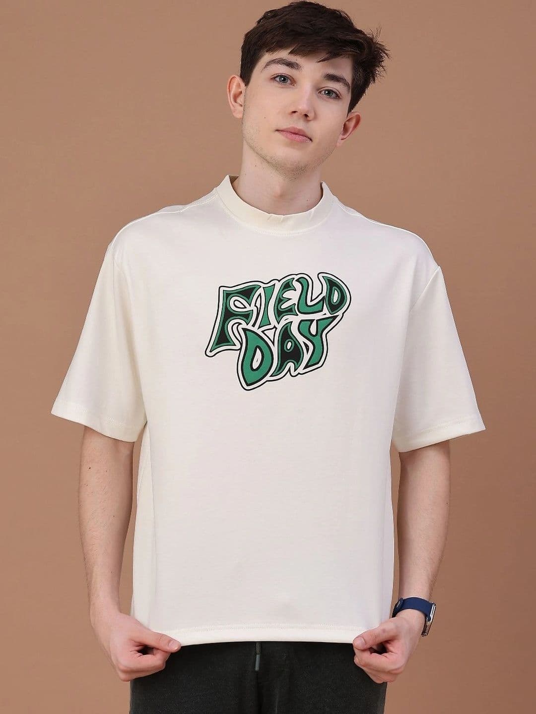 V-Mart Men Typography Printed High Neck T-shirt - view 1