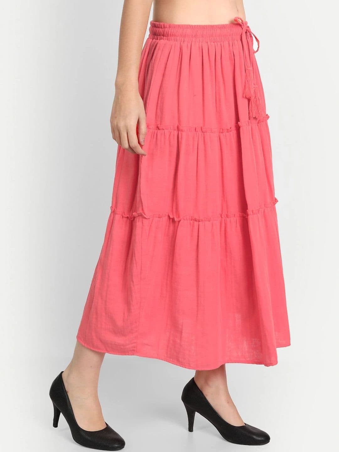 Aaruvi Ruchi Verma Women Pure Cotton Tiered Midi Flared Skirt thumbnail 3