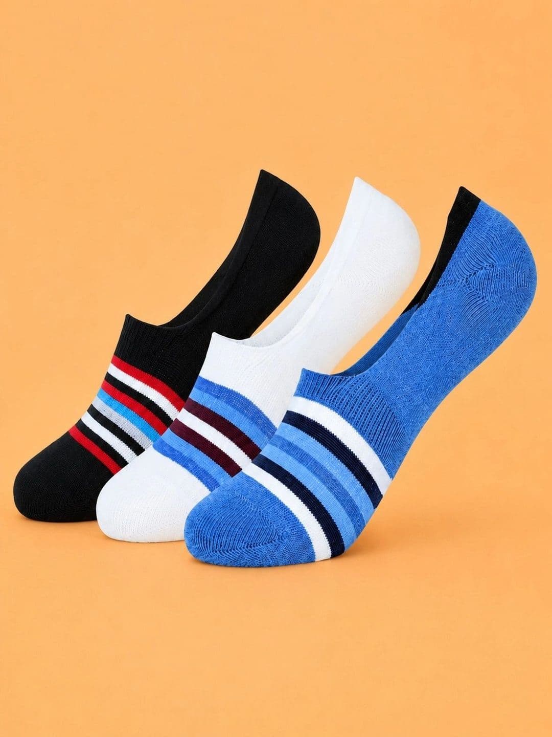 ADDOSSO Men Pack of 3 Cotton Assorted Striped Shoe Liners Socks - view 1